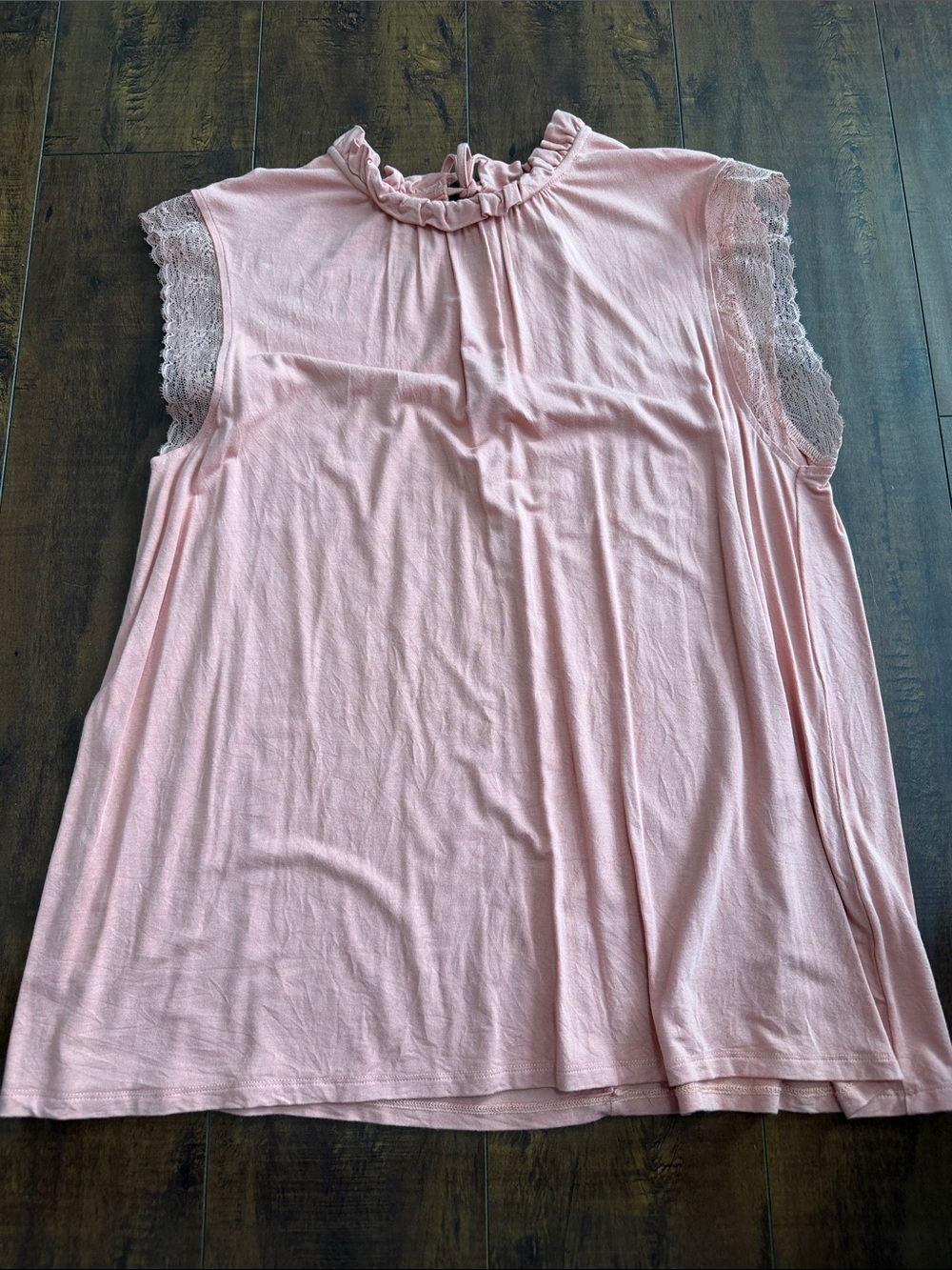 Matilda Jane Light Pink Ruffled Neck Lace Sleeve Tank